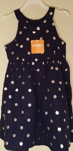 Blue and Silver polka dot summer dress for girls
